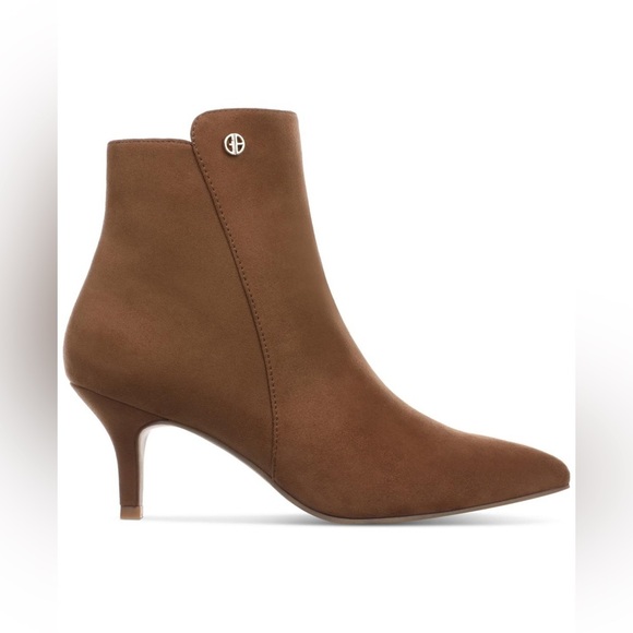 Women's Brown Carminee Memory Foam Kitten Heel Dress Booties - Picture 1 of 8